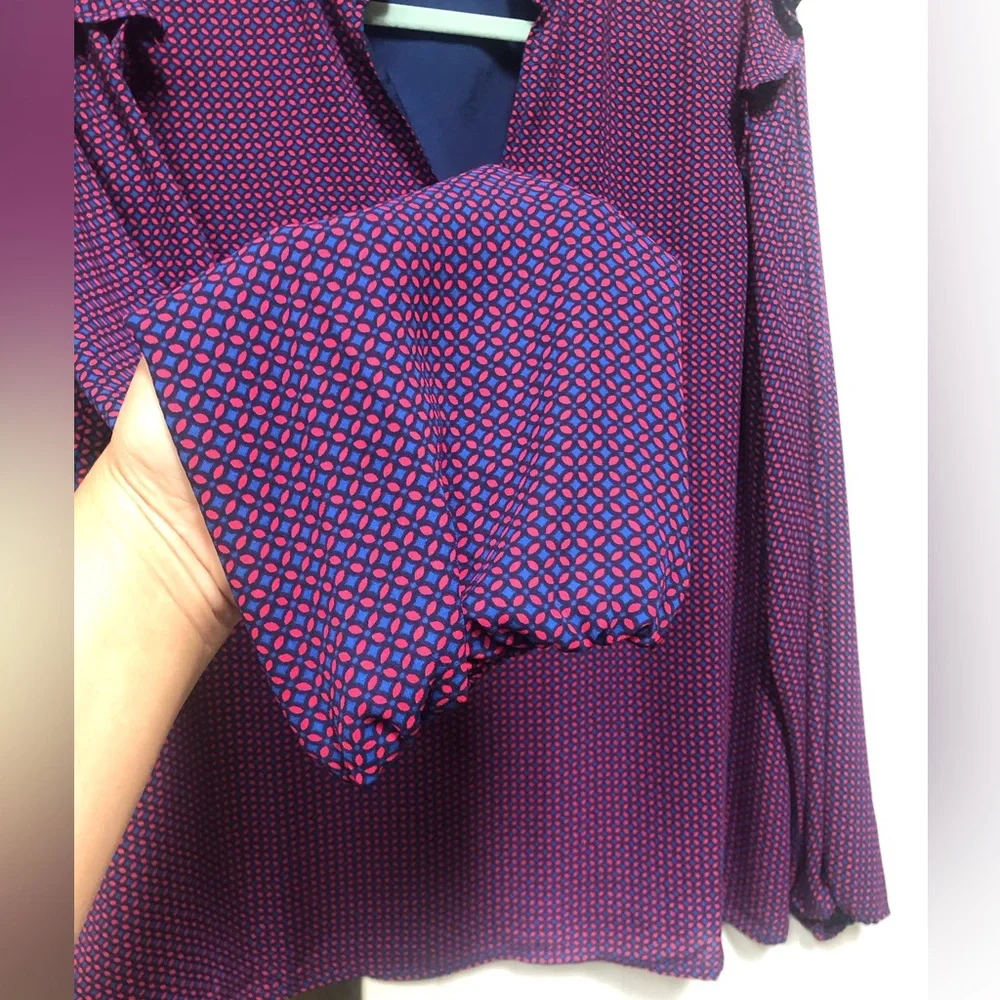 J. Crew Women’s Pink & Blue Geometric Print Shirt